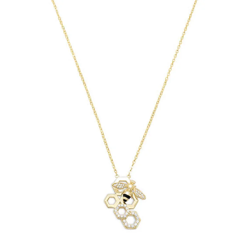 trendy necklaces for women -Honey Bee Necklace Gold-plated with Cubic Zirconia