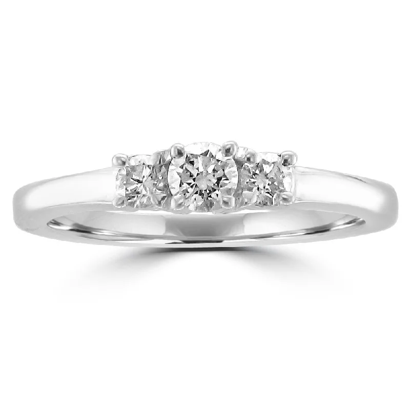 gold rings for women -14KT White Gold 1/3 CTW Diamond 3 Stone Ring