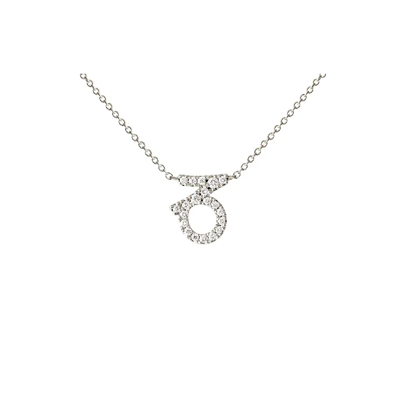 simple charm necklaces for women -Petit Sign Capricorn 18K Whitegold Necklace w. Diamonds