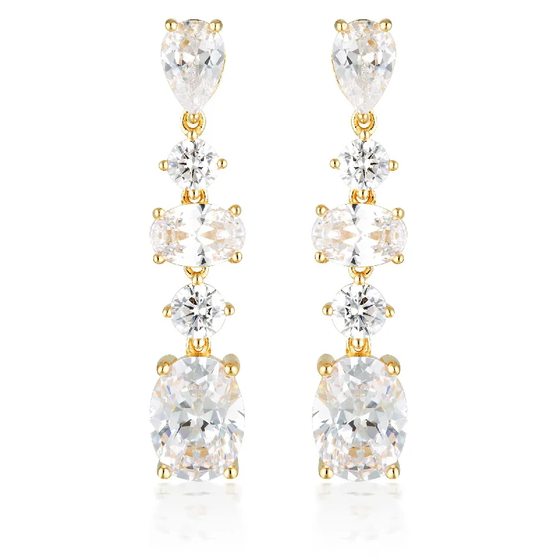 chic earrings for women -GEORGINI ICONIC BRIDAL CHRISTINA EARRINGS GOLD