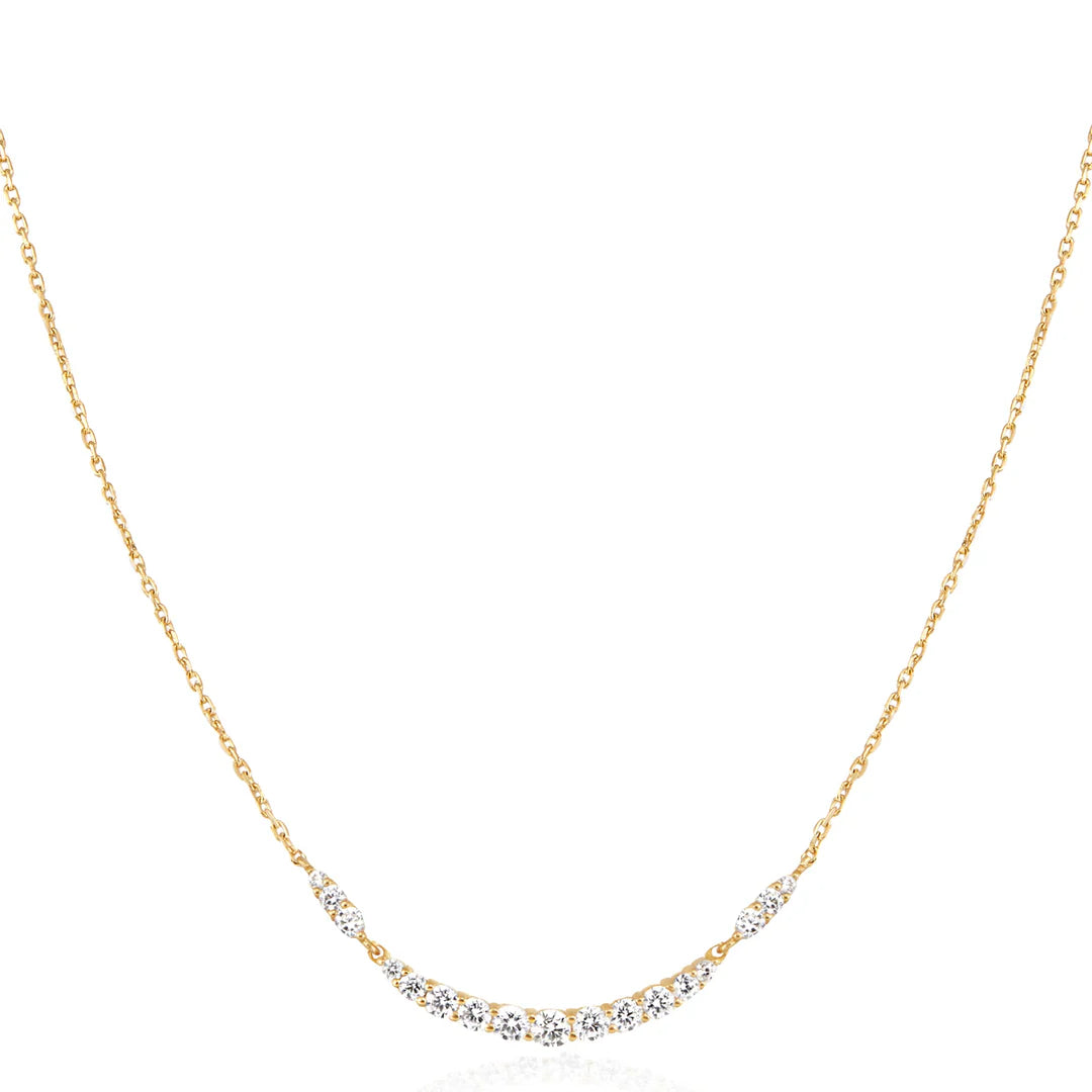 crystal drop necklaces for women -Ania Haie Gold Arc Pavé Necklace