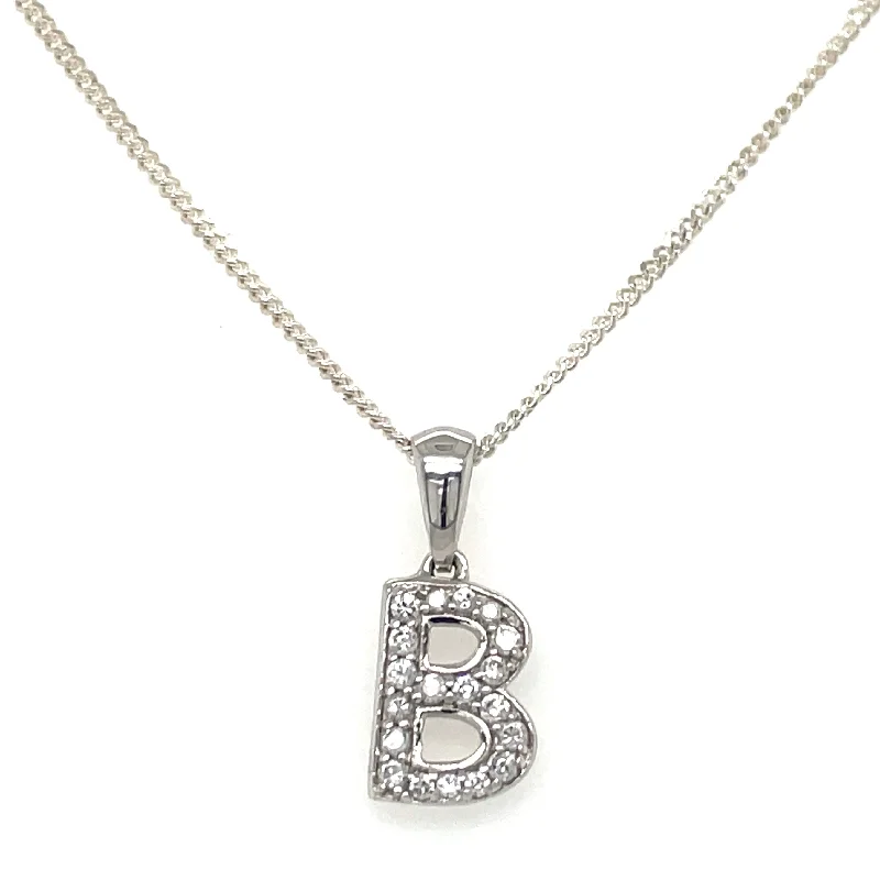 modern necklaces for women -Sterling Silver Cz Initial Necklaces