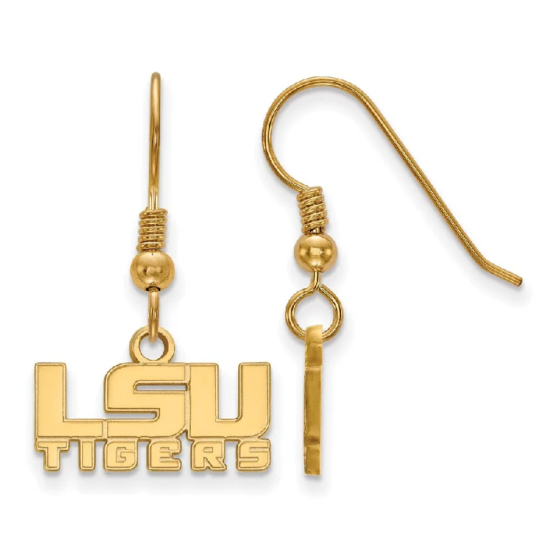 elegant dangle earrings for women -14k Gold Plated Silver Louisiana State University Dangle Earrings