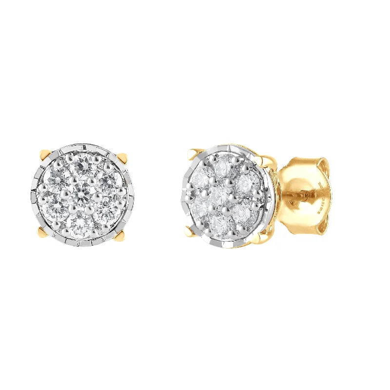 bridal earrings for women -Meera Flower Composite Earrings with 1/2ct of Laboratory Grown Diamonds in 9ct Yellow Gold