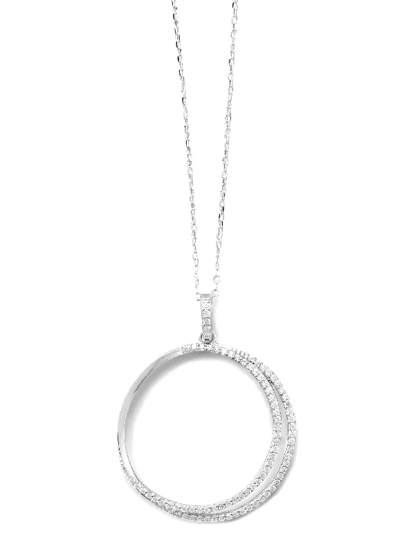 choker necklaces for women -Eclipse Sun Moon Necklace with Cubic Zirconia Rhodium-plated Sterling Silver