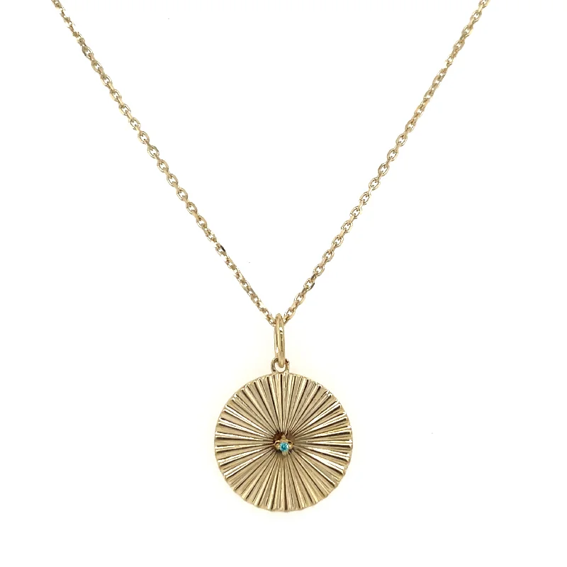 fashion pendant necklaces for women -9ct Yellow Gold Sunburst Disc Necklace