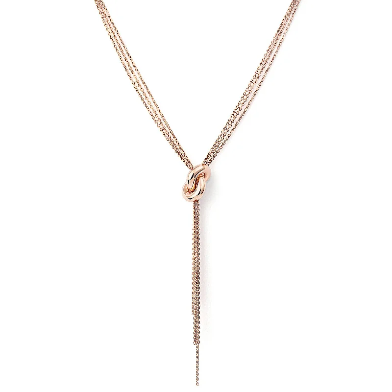 gold bar necklaces for women -The Legacy Knot 18K Rosegold Necklace