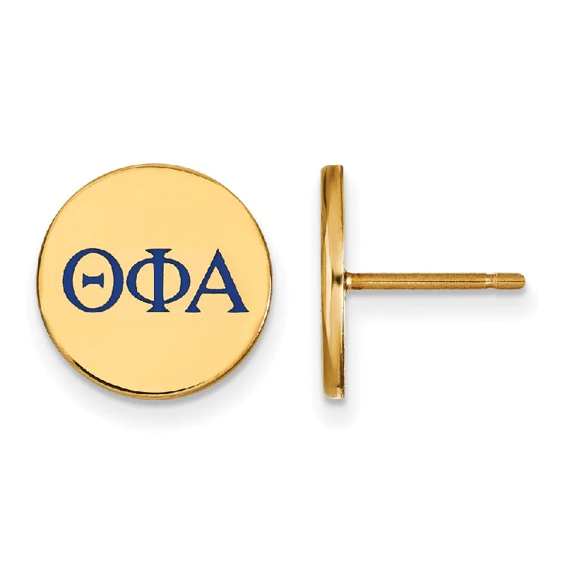 silver stud earrings for women -14K Plated Silver Theta Phi Alpha Blue Enamel Post Earrings