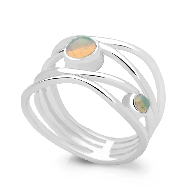 promise rings for couples -Opal Waves Ring