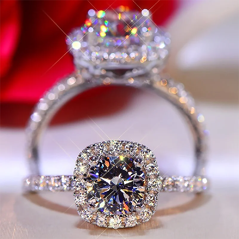 vintage rings for women -Luxury Square Shape Brilliant Cubic Zirconia Elegant Ring