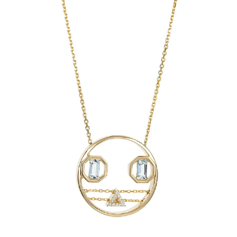 layered gold necklaces for women -PREMIERE Octavia 18K Gold Necklace w. Aquamarine & Diamond