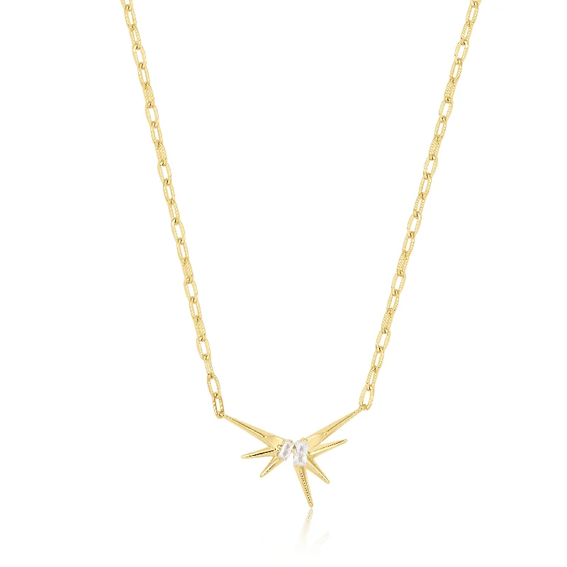 sapphire necklaces for women -Ania Haie Gold Sparkle Spike Pendant Necklace