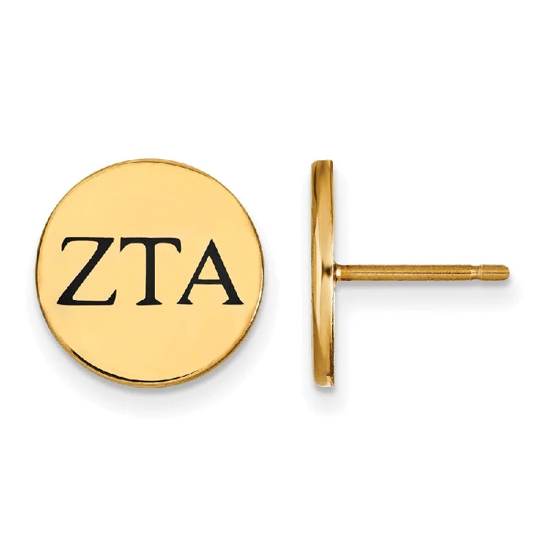 custom hoop earrings for women -14K Plated Silver & Black Enamel Zeta Tau Alpha Post Earrings