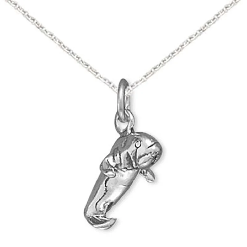 engraved necklaces for women -Manatee Charm Pendant Necklace Sterling Silver - Chain included