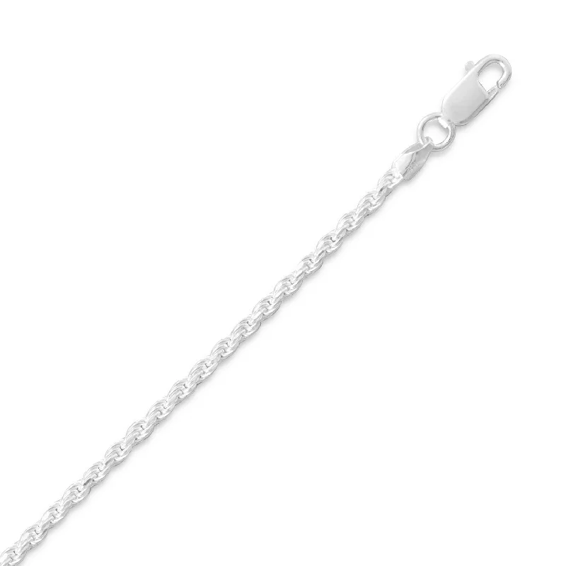 silver necklaces for women -Sterling Silver Rope Chain Necklace 2mm Diamond-cut, Made in Italy