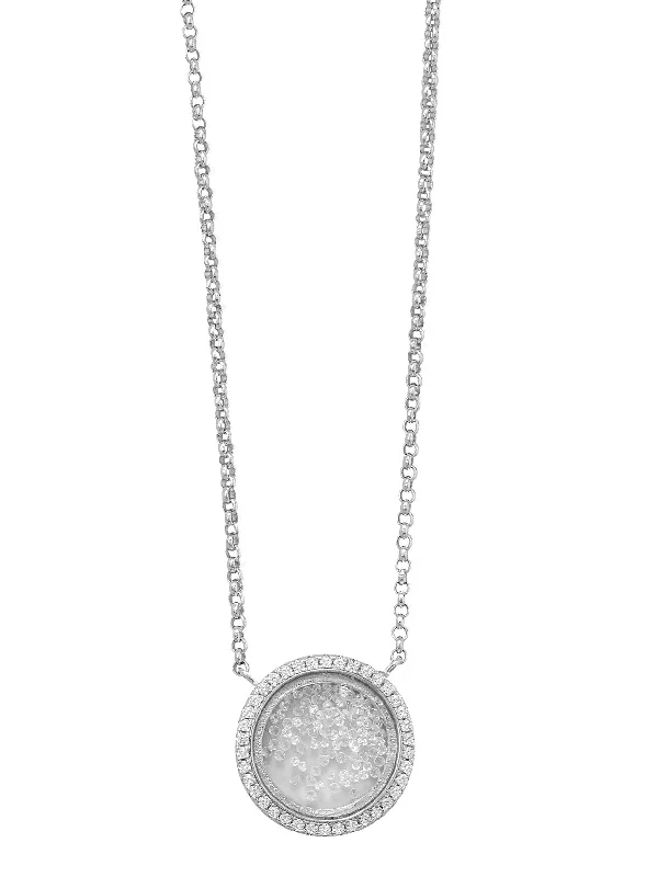 sterling silver necklaces for women -Dancing Cubic Zirconia Pendant Necklace Rhodium on Sterling Silver - Nontarnish