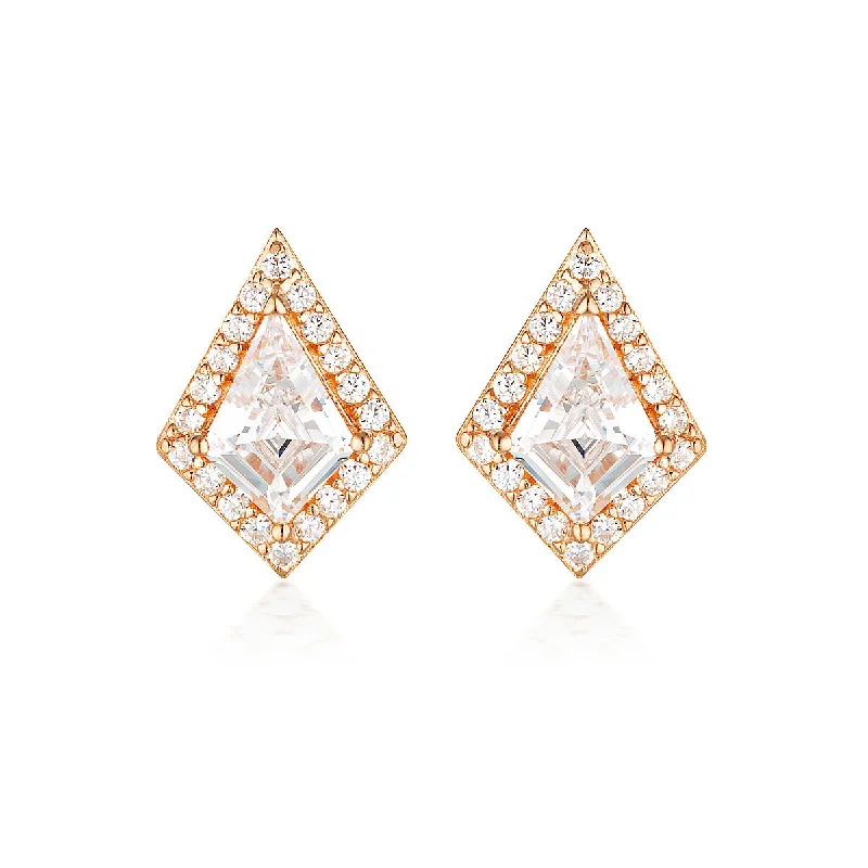 fashion earrings for women -Georgini Rock Star Shield Rose Gold Earrings