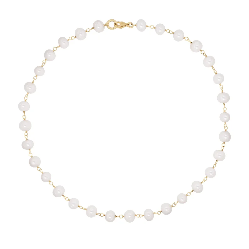 dainty gold necklaces for women -Pearls Choker Gold Plated Necklace w. Pearls