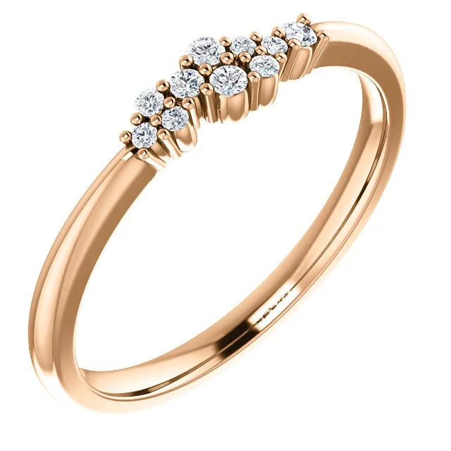 gold stacking rings -14KT Gold 1/10 CTW Diamond Stackable Cluster Ring