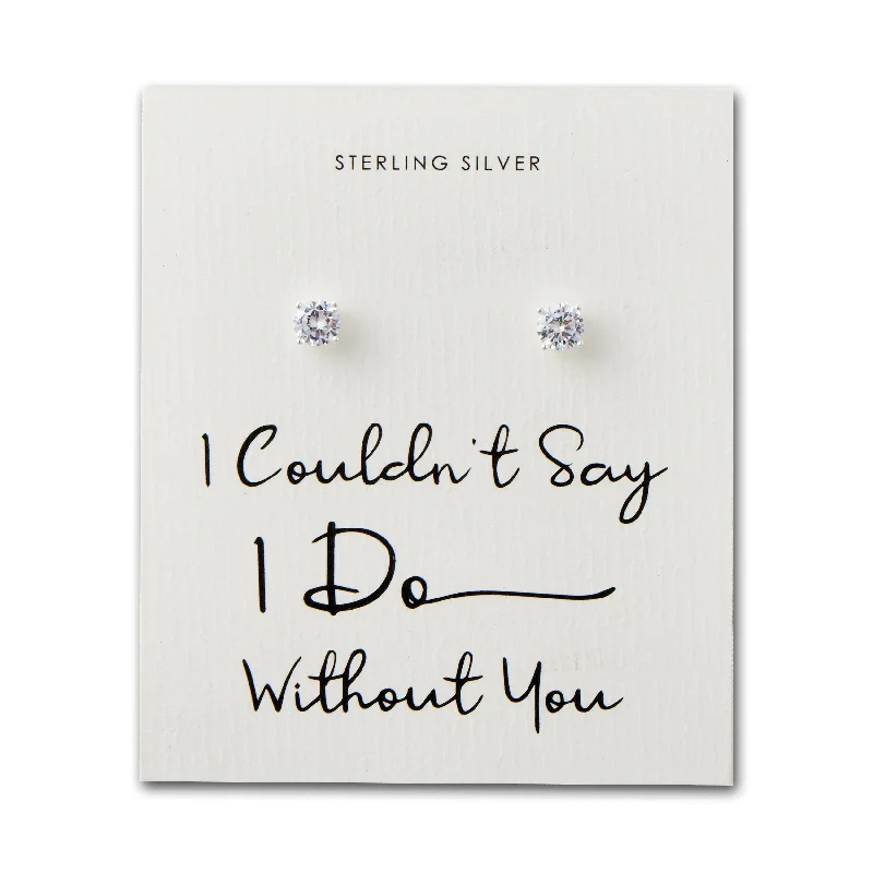 elegant dangle earrings for women -Sterling Silver I Couldn't Say I Do Without You Solitaire Crystal Earrings