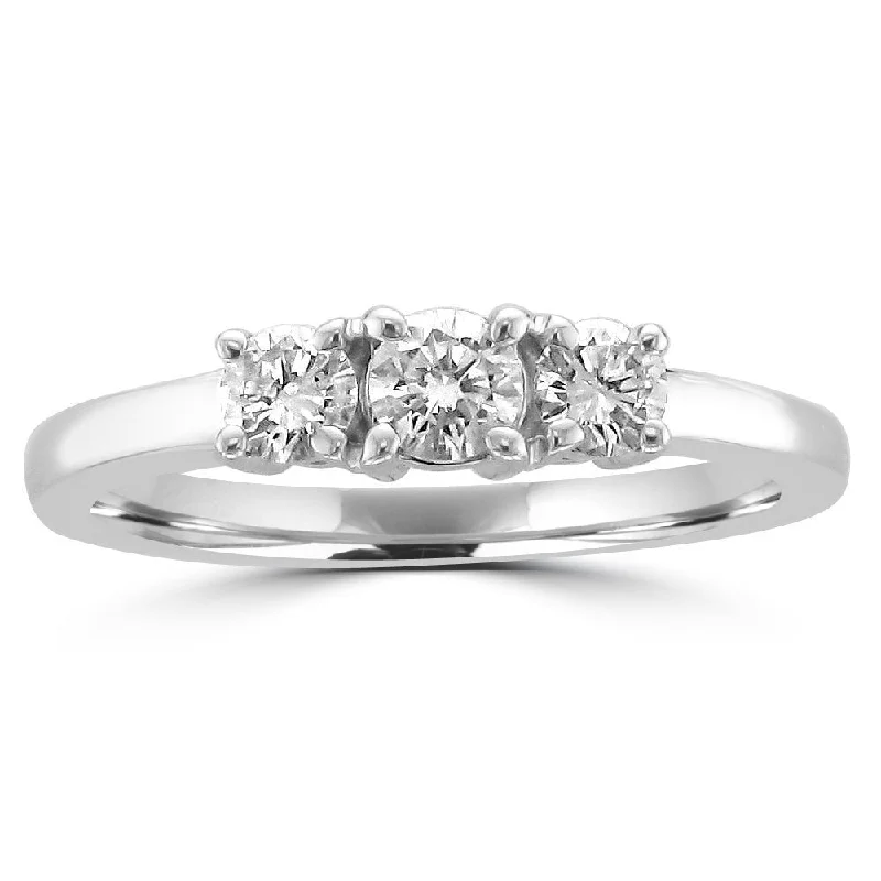 engagement rings for women -14KT White Gold 1/2 CTW Diamond 3 Stone Ring