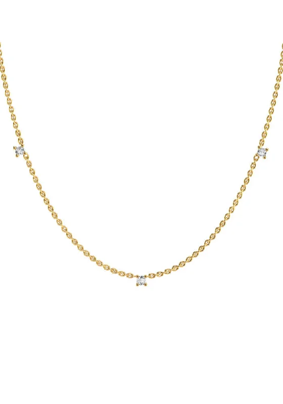 layered gold necklaces for women -Triplet 18K Gold Necklace w. Lab-Grown Diamonds