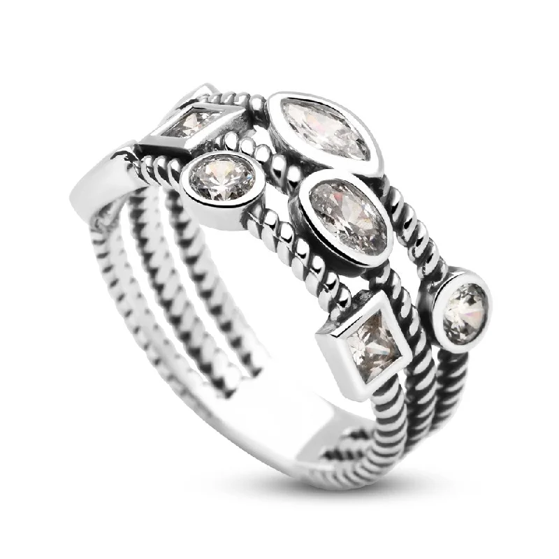 gemstone rings for women -Bejewelled Clear Ring