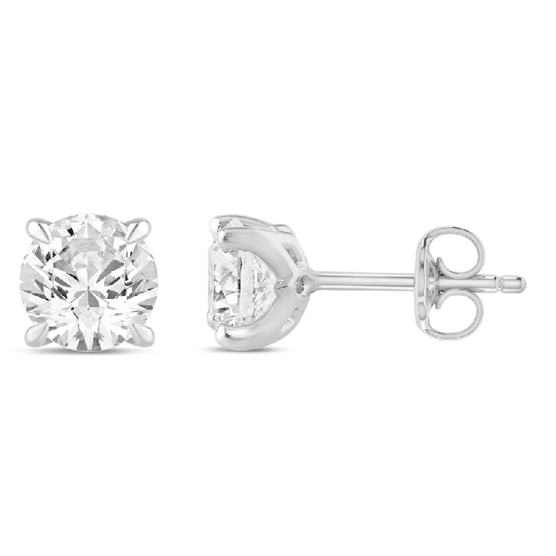 hoop earrings with diamonds -Solitaire Stud Earrings with 1.00ct of Laboratory Grown Diamonds in 9ct White Gold