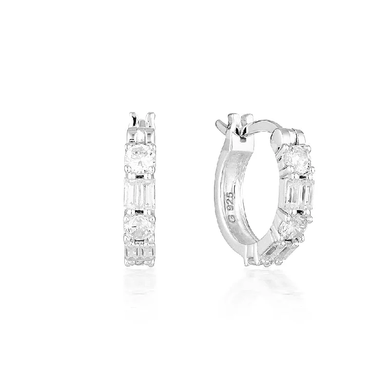 diamond stud earrings for women -IRINA SMALL SILVER HOOP