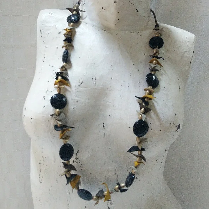 elegant necklaces for women -NECKLACE LEATHER SUEDE WITH BEADS