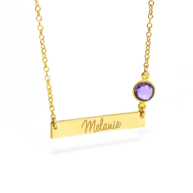 vintage necklaces for women -Birthstone & Personalized Metal Bar Necklace