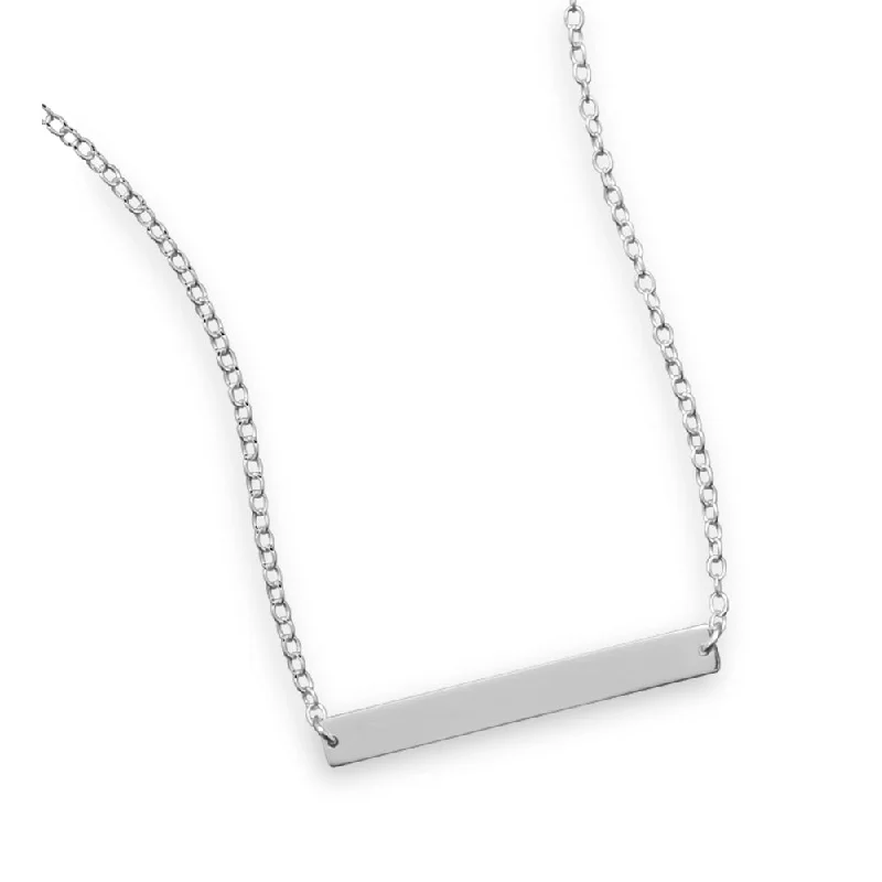 pearl chain necklaces for women -Bar Necklace Sterling Silver - Adjustable Length