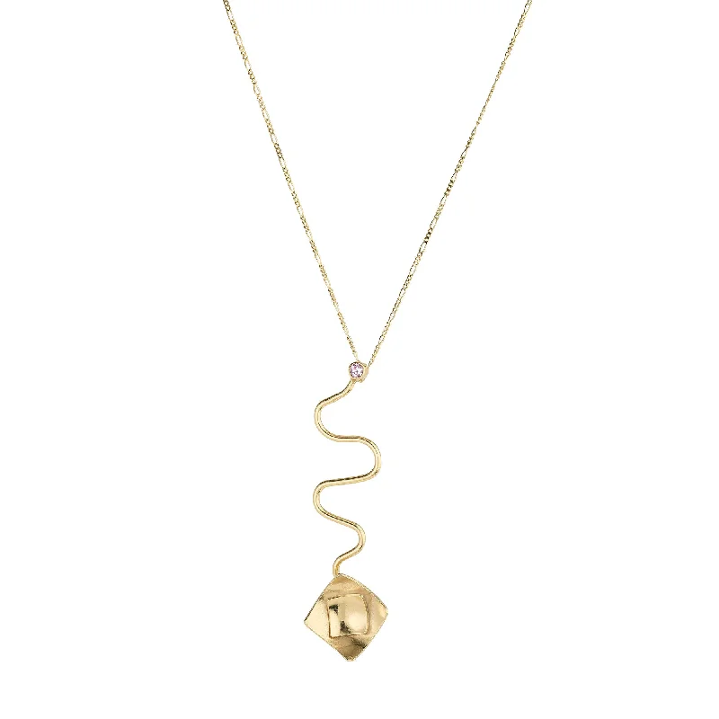 engraved necklaces for women -Mentha 14K Gold Necklacew. Sapphire