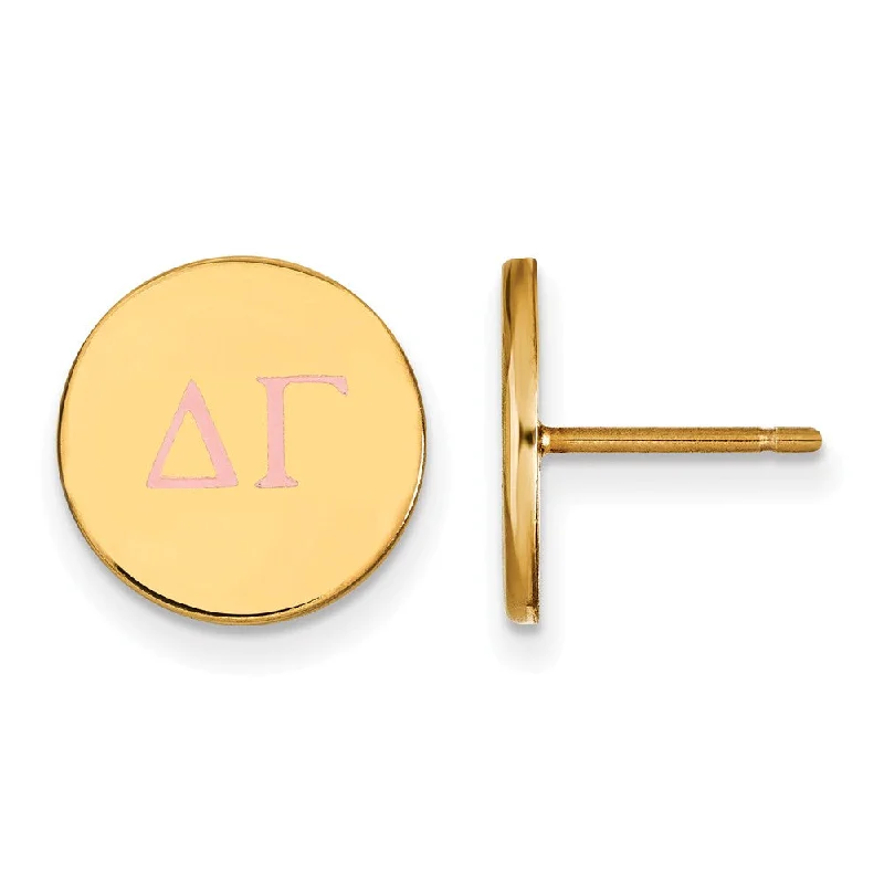 bold gold earrings for women -14K Plated Silver Delta Gamma Enamel Greek Letters Post Earrings