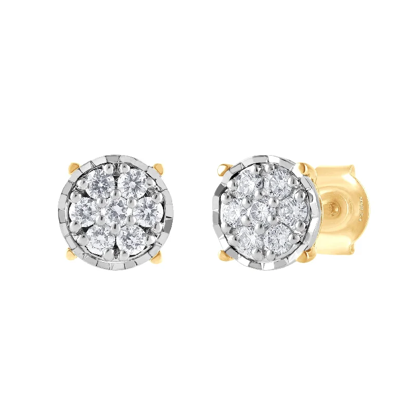 rhinestone earrings for women -Meera Flower Composite Earrings with 1/3ct of Laboratory Grown Diamonds in 9ct Yellow Gold