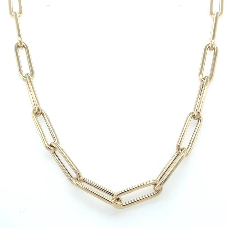 chunky necklaces for women -9ct Yellow Gold Oval Link 18” Necklace