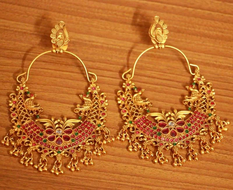 chic earrings for women -Multicolour Gold Look Matt Finish Earrings