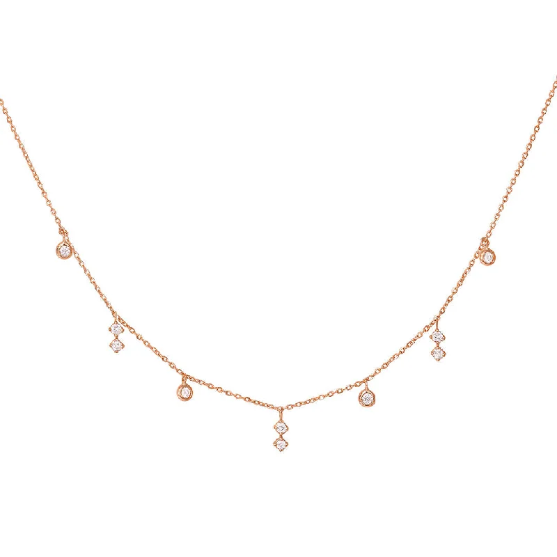 wedding necklaces for women -Enchanting 18K Rose Gold Necklace w. Diamonds