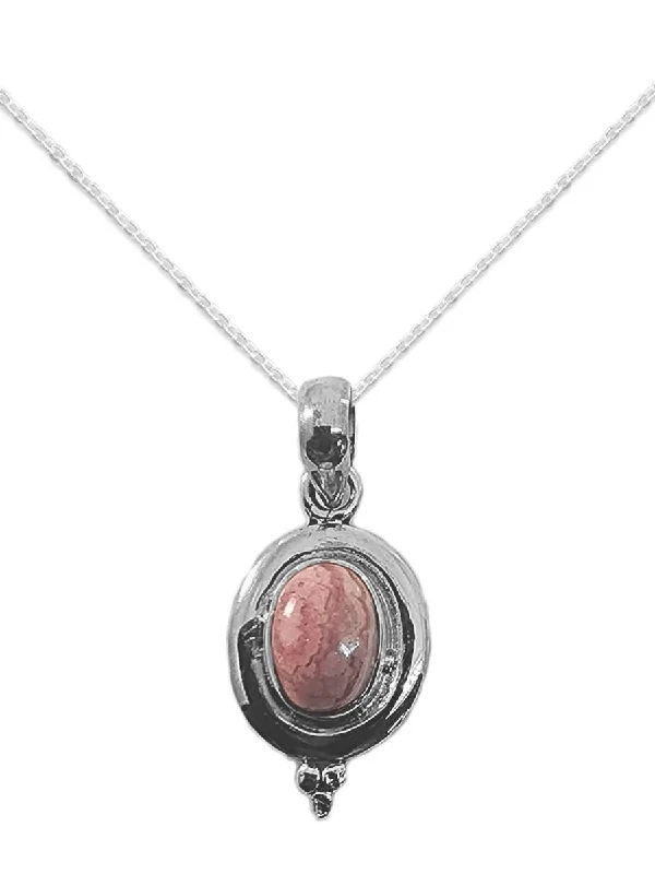 heart-shaped pendant necklaces for women -Rhodochrosite Pendant Necklace with Chain Sterling Silver