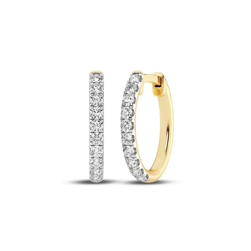 fashion hoop earrings for women -Meera 1/3ct Laboratory Grown Solitaire Diamond Hoop Earrings in 9ct Yellow Gold