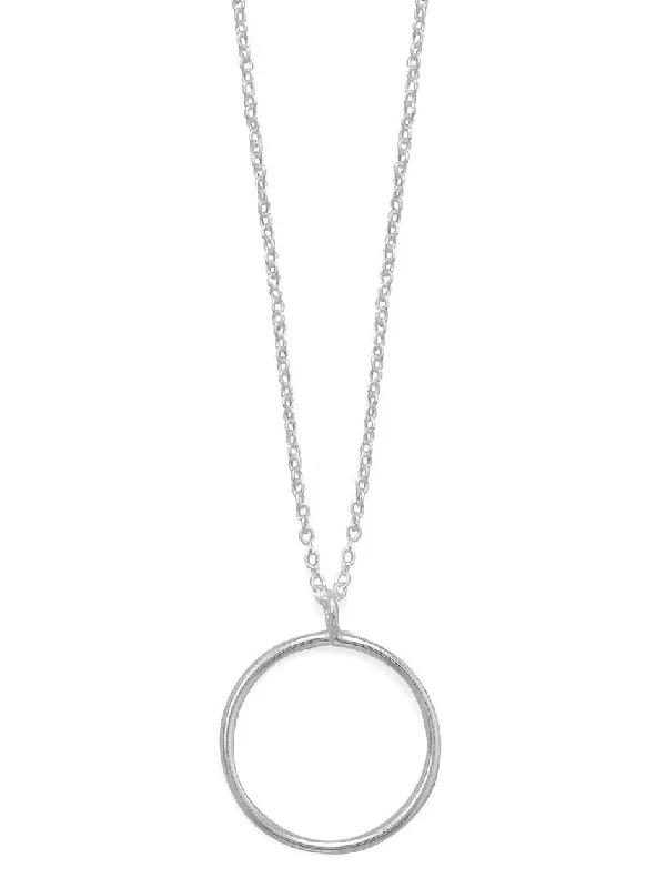 bold necklaces for women -Sterling Silver Circle Pendant Necklace