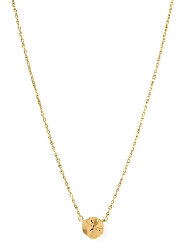 sparkling diamond necklaces for women -Wavy Disc Necklace 14k Gold-plated Sterling Silver