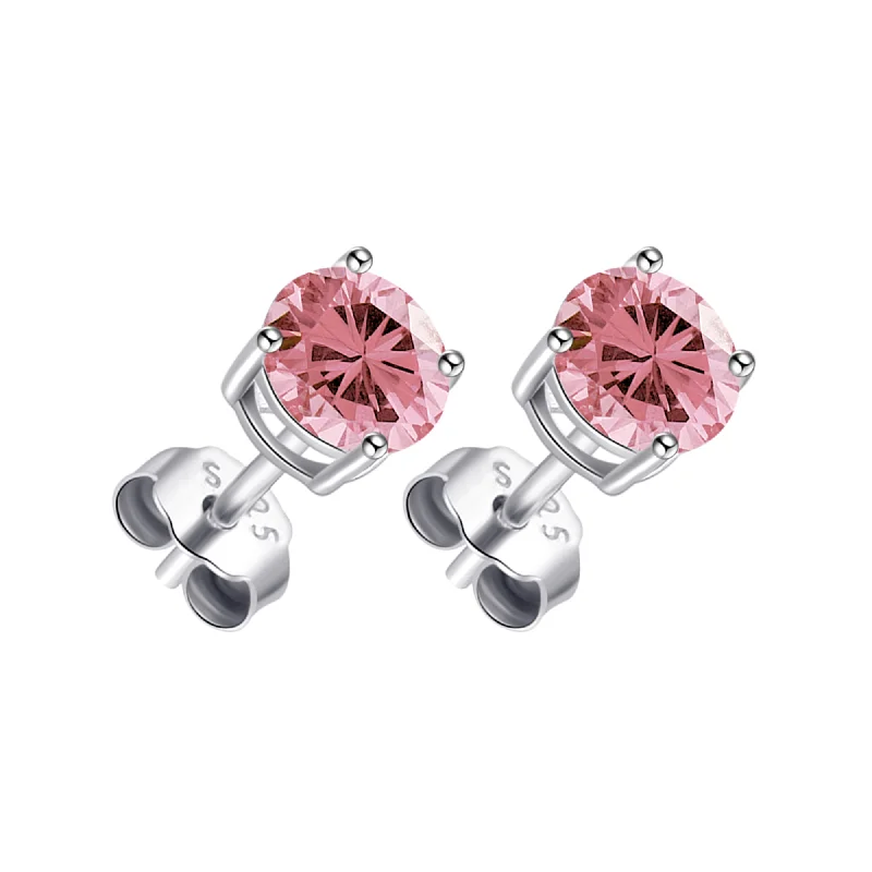 gold earrings for women -Sterling Silver Pink Earrings Created with Zircondia® Crystals