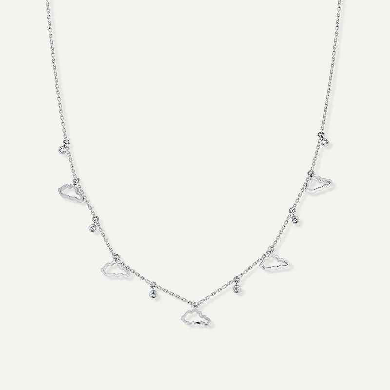 delicate necklaces for women -Allusia Love Five 18K Whitegold Necklace w. Diamonds