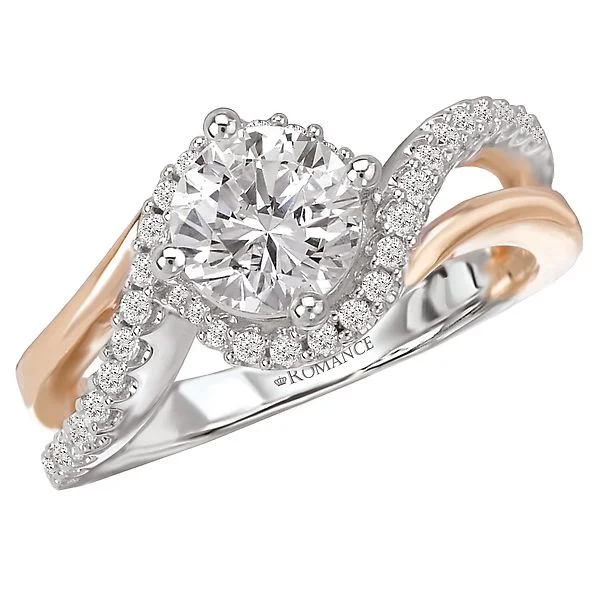 cushion cut rings for women -14KT GOLD 1.25 CTW DIAMOND WAVY SHANK RING