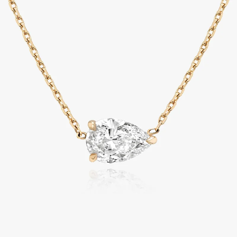 anniversary necklaces for women -Solitaire Pear 14K Rosegold Necklace w. Lab-Grown Diamond