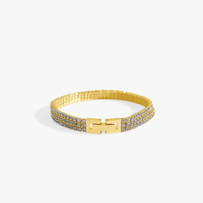 adjustable gold bangles for women -Pave Gems Bracelet in Gold