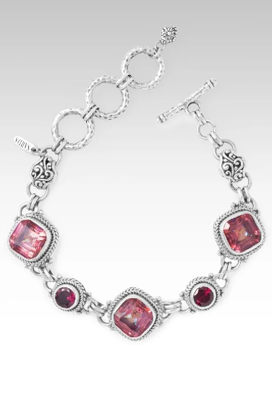 crystal bangles for women -Hope Alive Bracelet™ in Summer Peach™ Mystic Quartz & Rhodolite Garnet