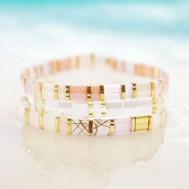 adjustable bangles for women -TOTALLY CHIC - Tila Bead Bracelets Stack