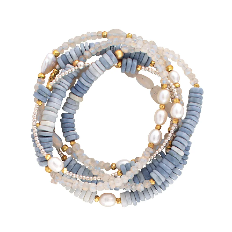 stackable bangles for women -Blue Sky & Silver Linings Stretch Bracelet Set